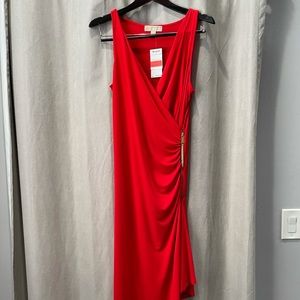 Michael Kors long asymmetrical fitted dress.
